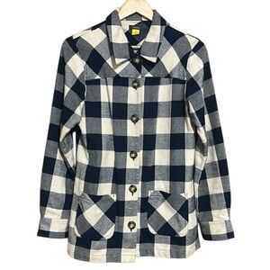 Cabela's Blue/White Checkered Shirt Shacket Button Up Buffalo Plaid Size S
